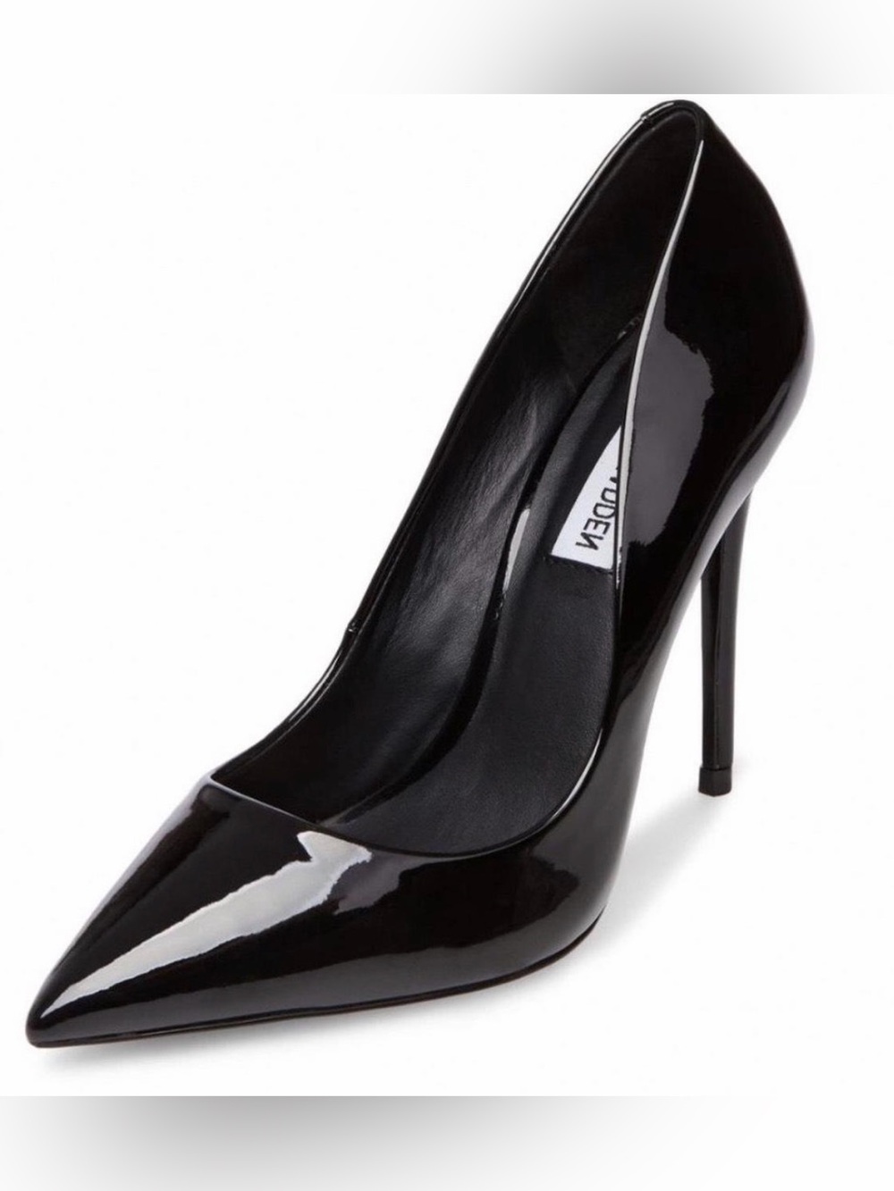 Steve Madden Vala Black Patent Pointed-Toe Stiletto Pump